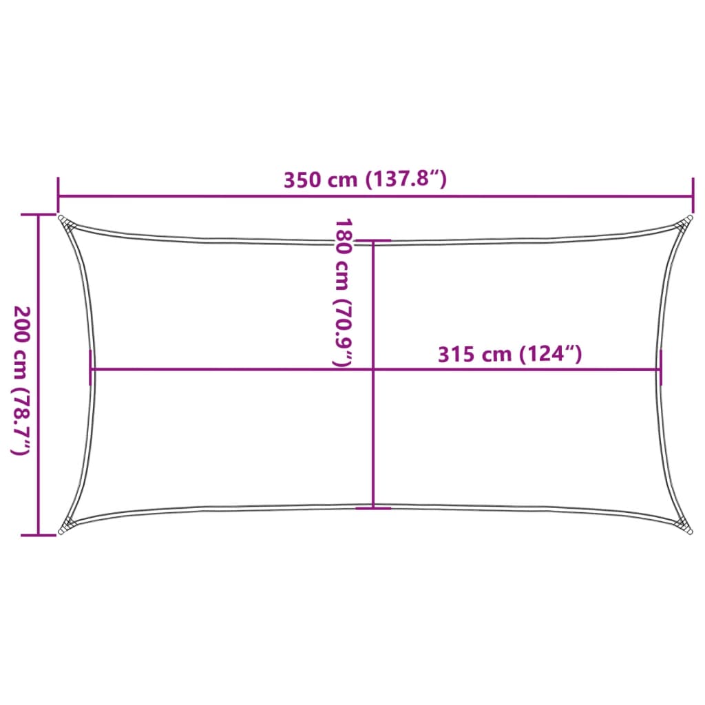 solsejl 2,5x3,5 m 160 g/m² HDPE mørkegrøn