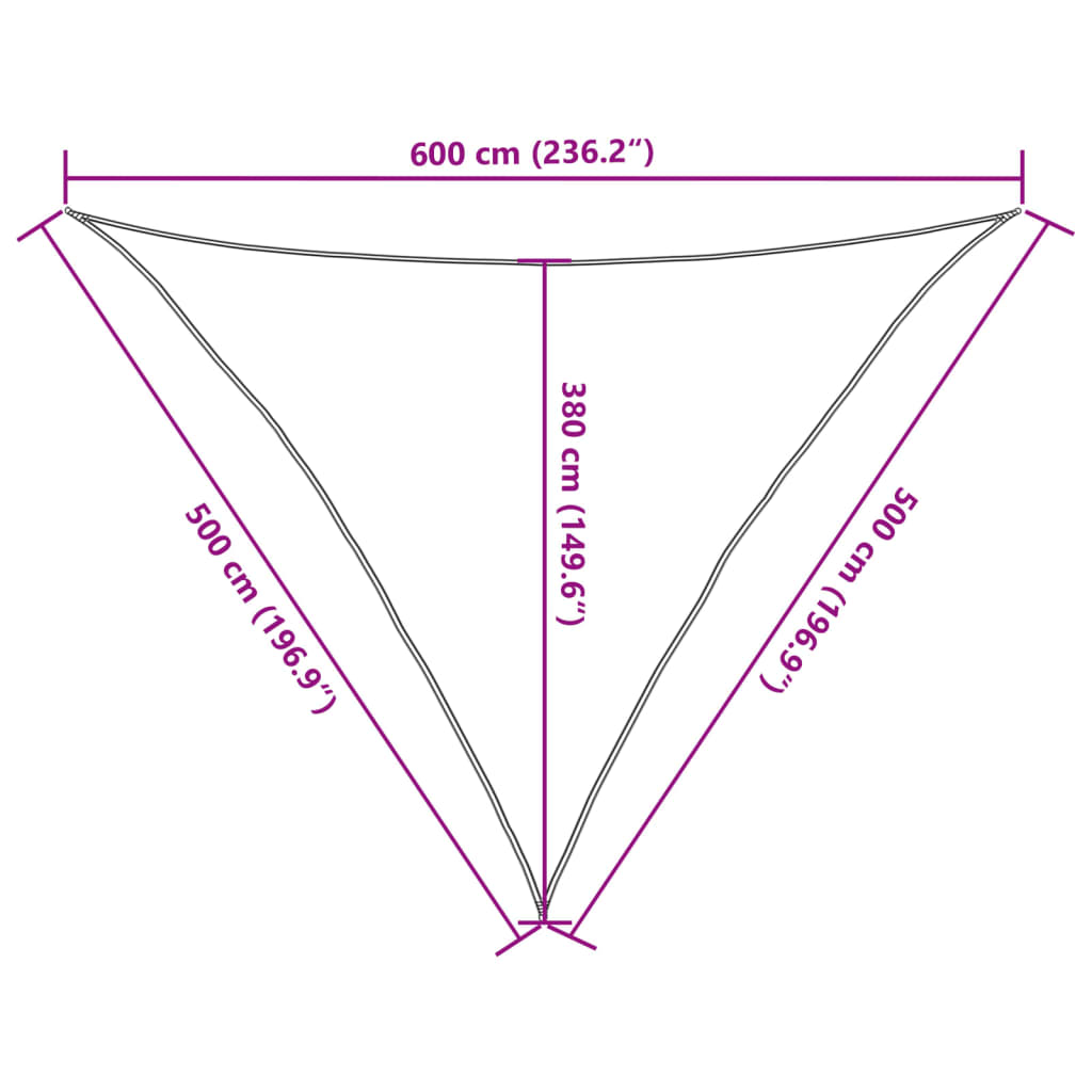 solsejl 5x5x6 m 160 g/m² HDPE mørkegrøn