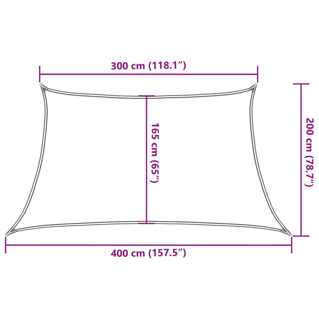 solsejl 3/4x2 m 160 g/m² HDPE mørkegrøn