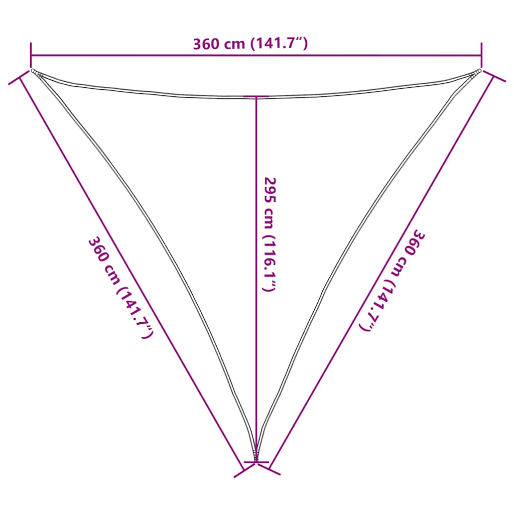 solsejl 3,6x3,6x3,6 m 160 g/m² trekantet HDPE blå