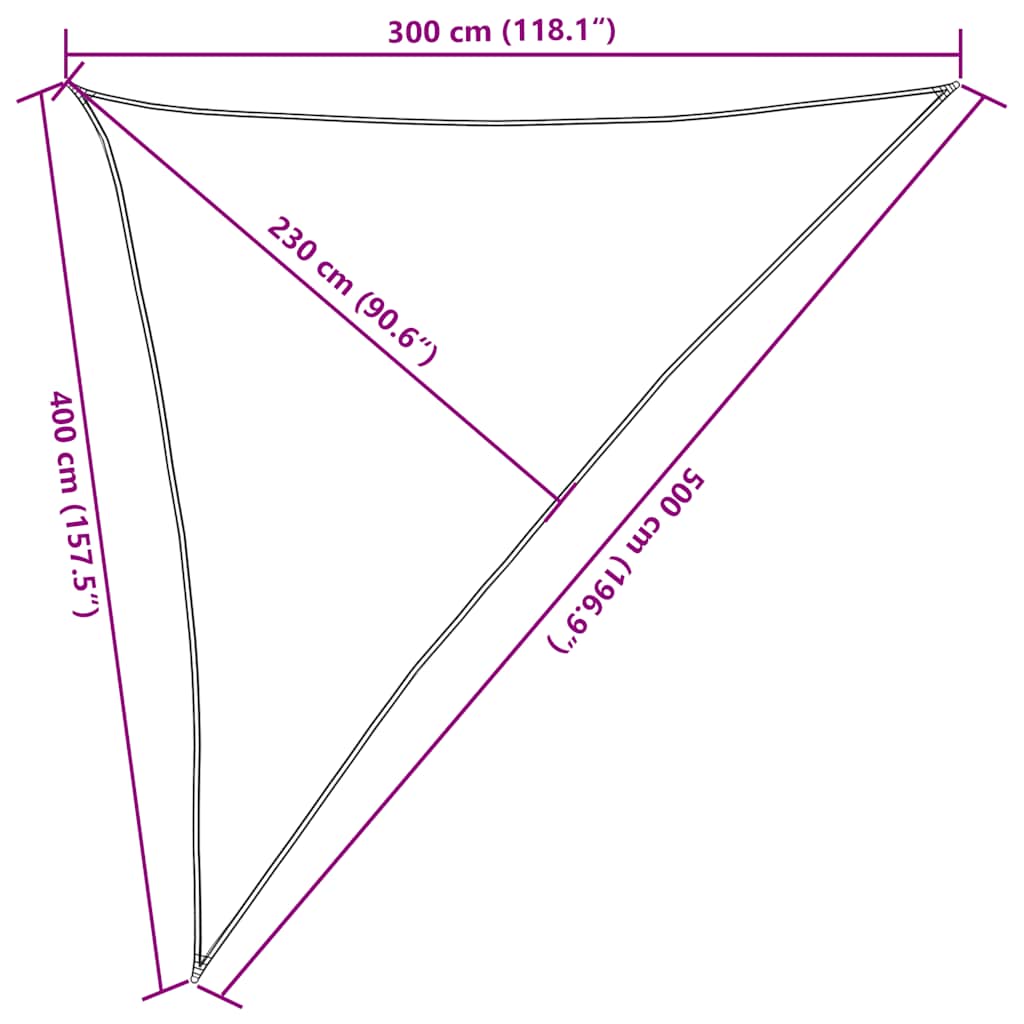 solsejl 3x4x5 m 160 g/m² trekantet HDPE blå