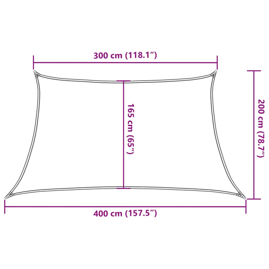 solsejl 3/4x2 m 160 g/m² HDPE blå
