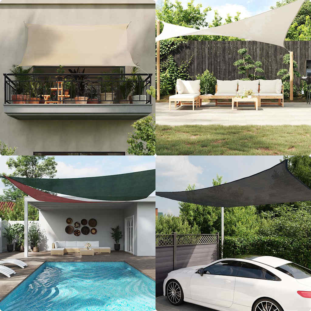 solsejl 4x4 m 160 g/m² firkantet HDPE gul