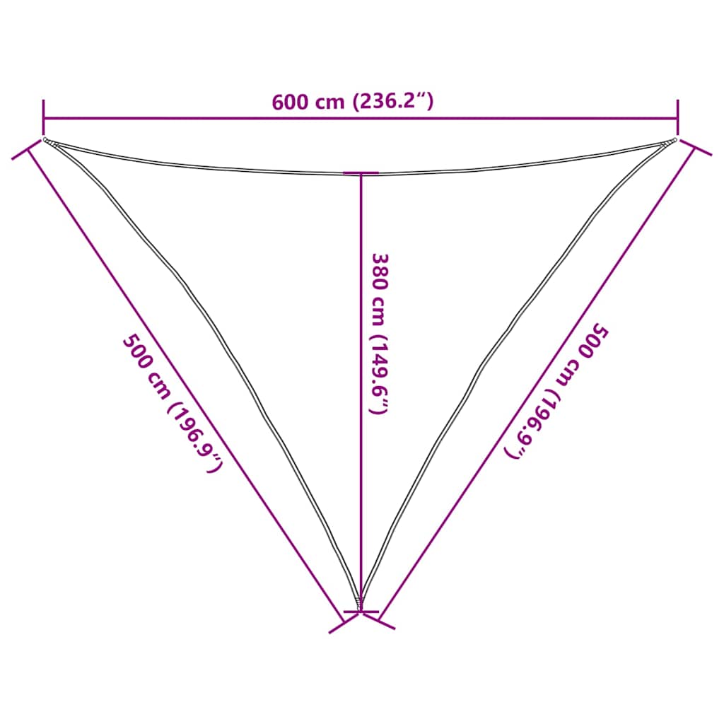 solsejl 5x5x6 m 160 g/m² HDPE rød