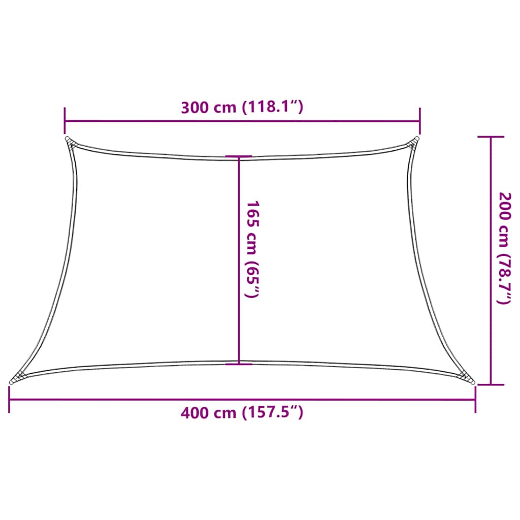 solsejl 160 g/m² 3/4x2 m trapezformet HDPE orange