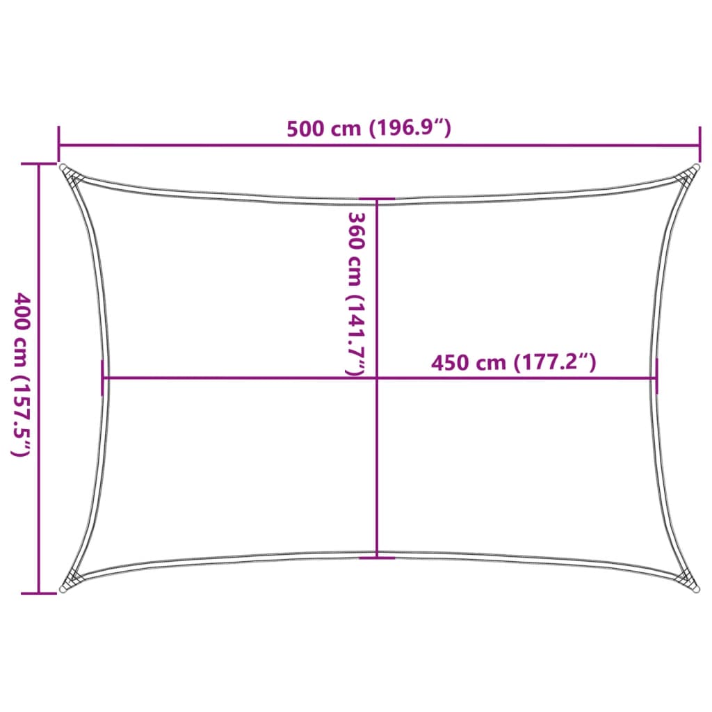 solsejl 4x5 m 160 g/m² HDPE sort