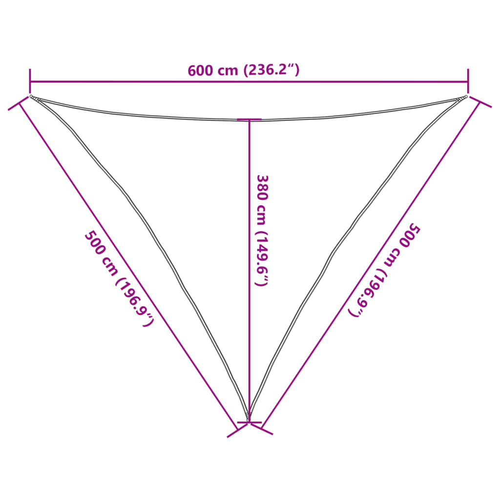 solsejl 5x5x6 m 160 g/m² HDPE sort