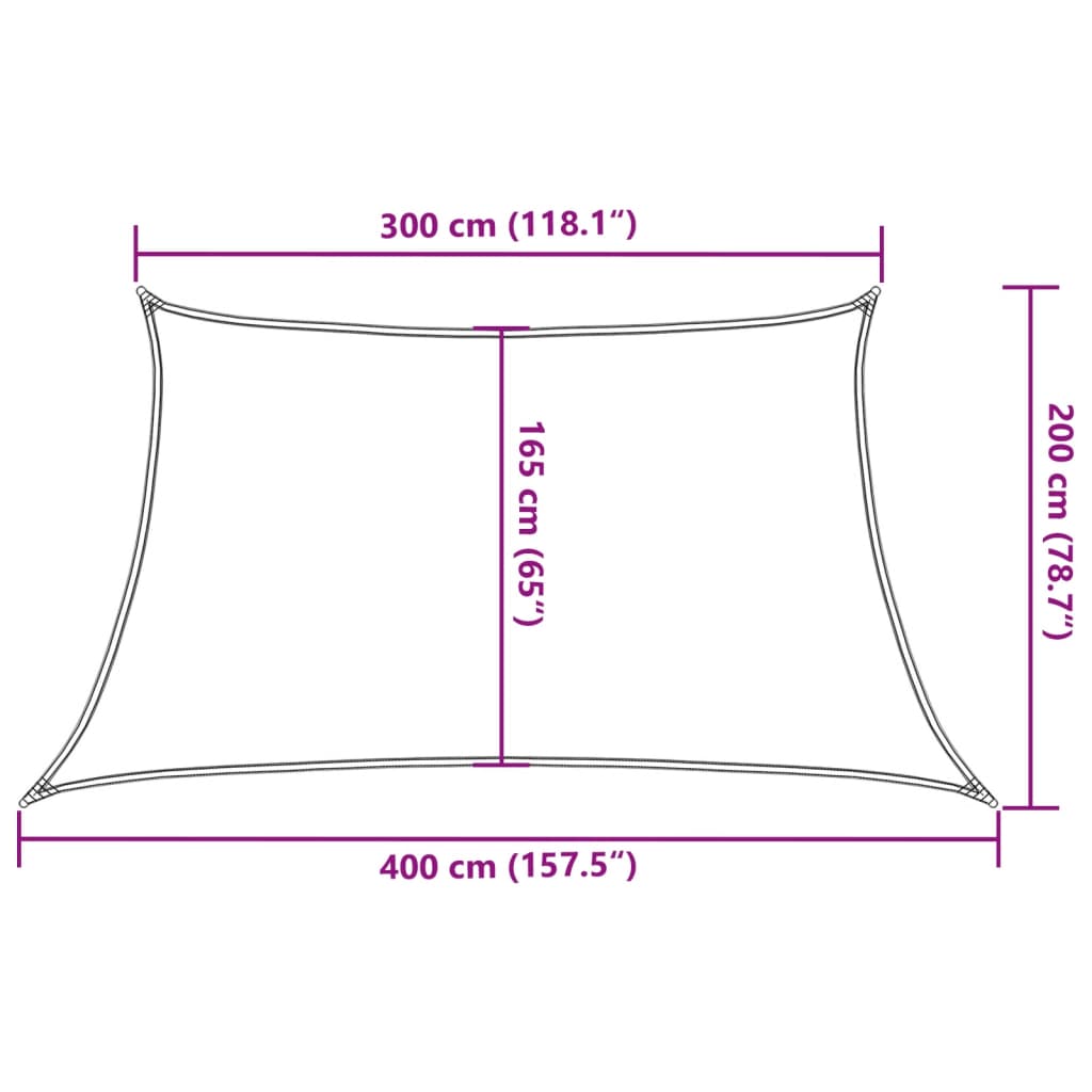 solsejl 3/4x2 m 160 g/m² HDPE sort
