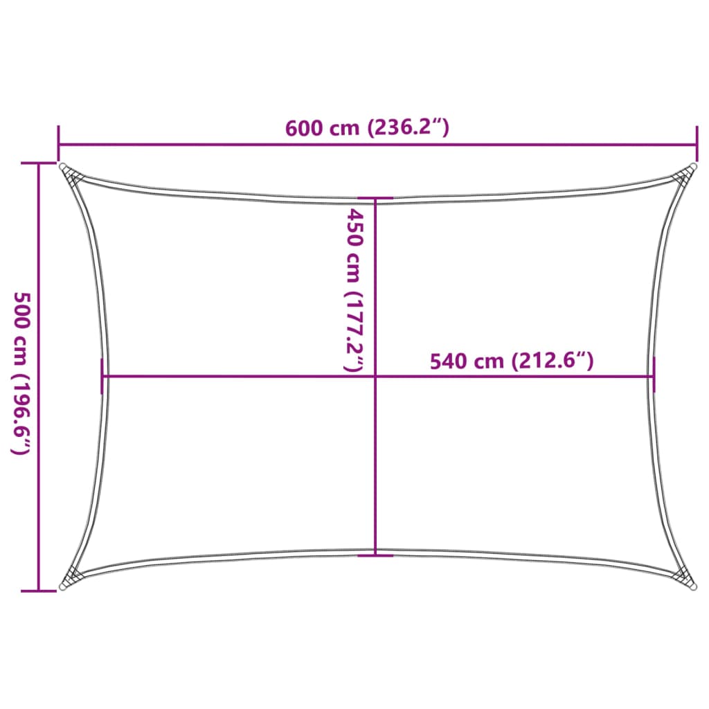 solsejl 5x6 m 160 g/m² HDPE brun