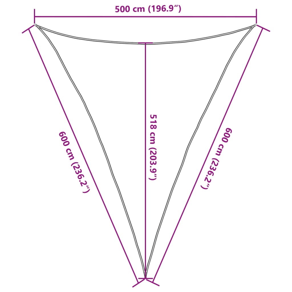 solsejl 160 g/m² 5x6x6 m HDPE brun