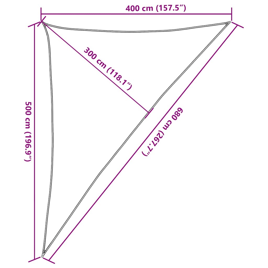 solsejl 4x5x6,8 m 160 g/m² HDPE brun