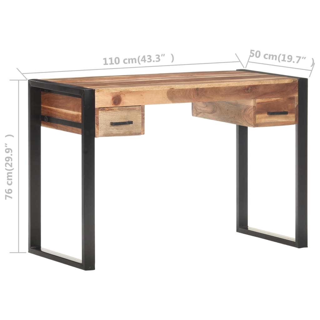 skrivebord 110x50x76 cm massivt træ