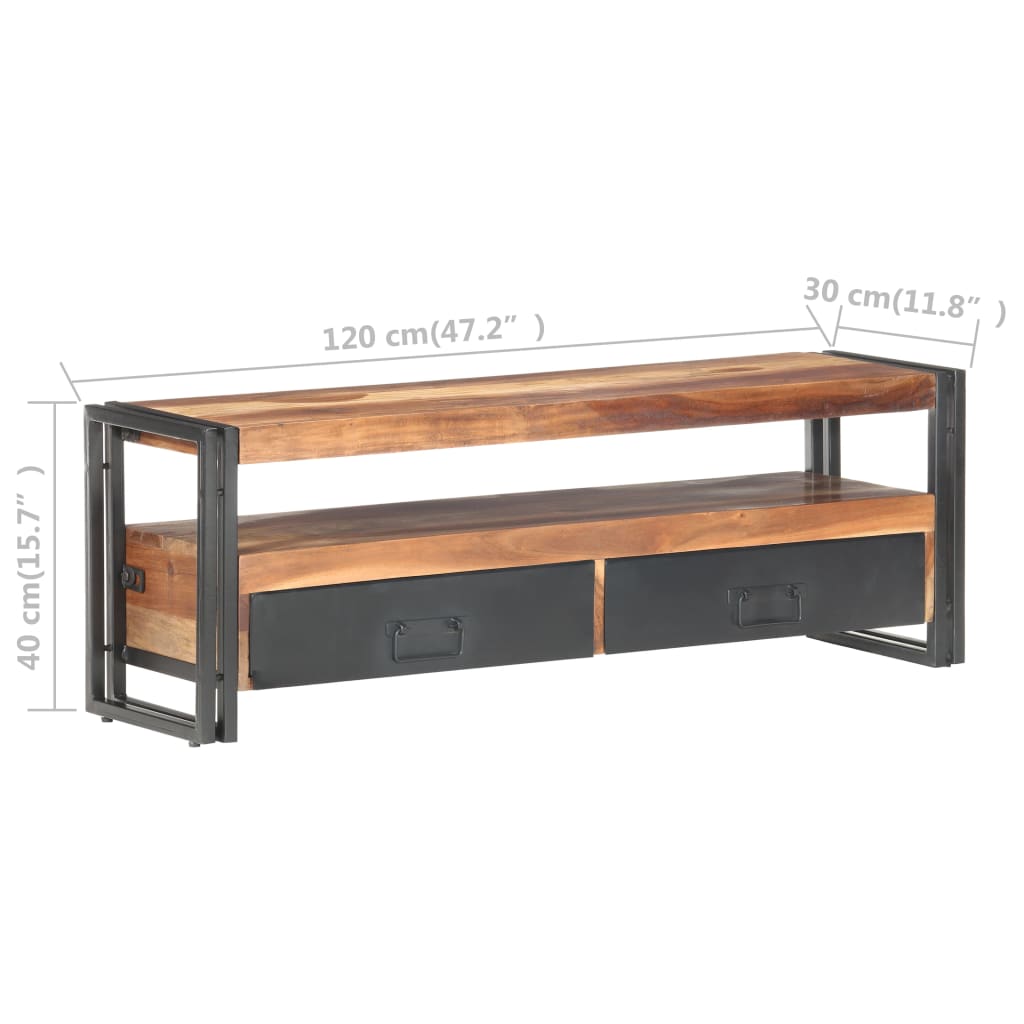 tv-bord 120x30x40 cm massivt teaktræ