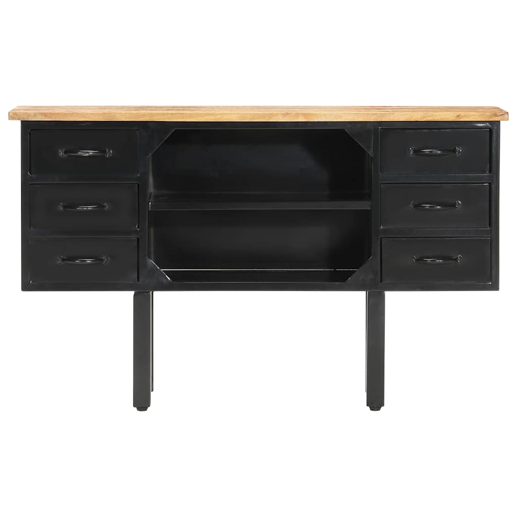 skænk 110x30x65 cm massivt ru mangotræ og stål