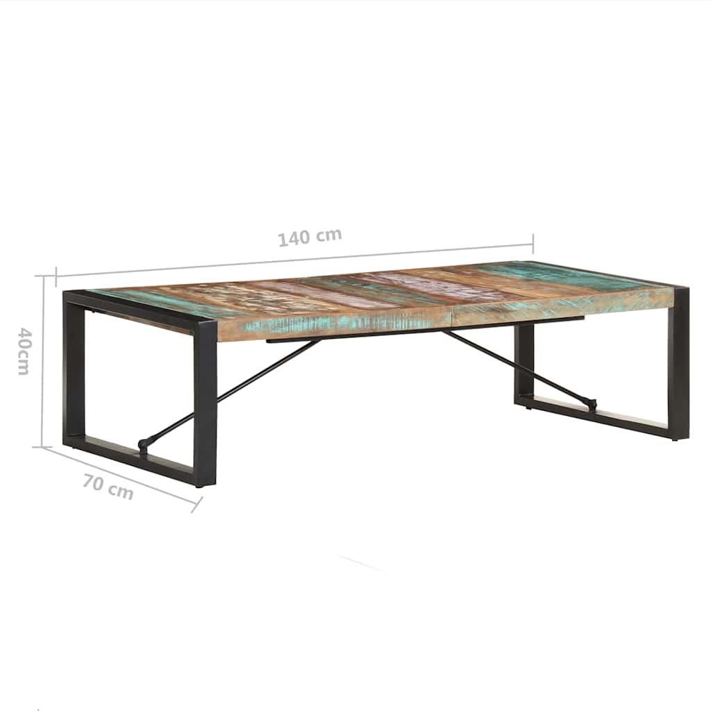 sofabord 140x70x40 cm massivt genbrugstræ