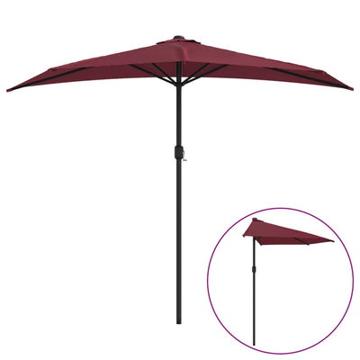altanparasol med aluminiumsstang 270x144x222 cm halv bordeaux