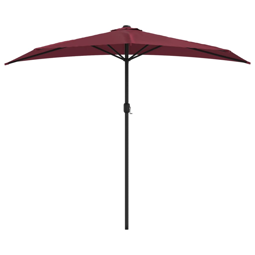 altanparasol med aluminiumsstang 270x144x222 cm halv bordeaux