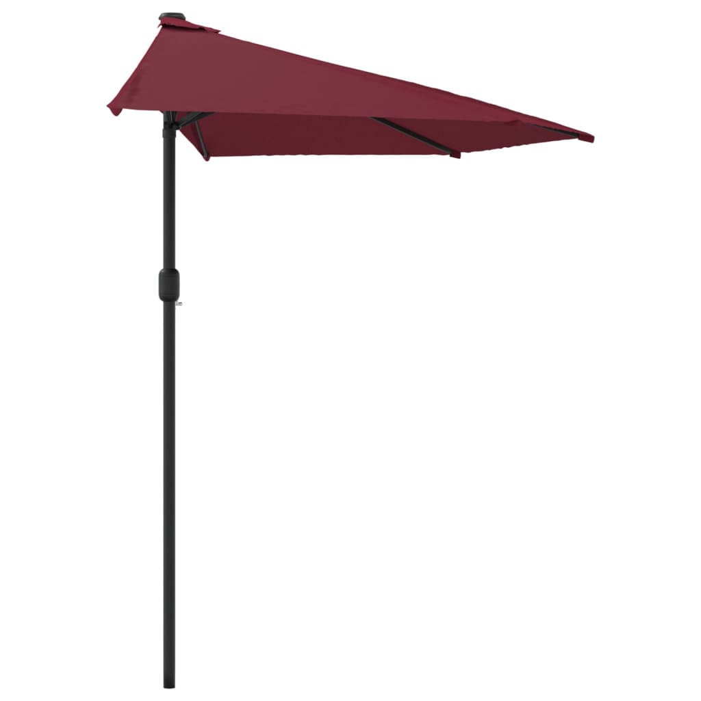 altanparasol med aluminiumsstang 270x144x222 cm halv bordeaux
