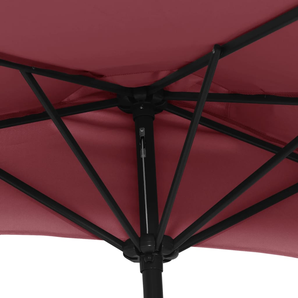 altanparasol med aluminiumsstang 270x144x222 cm halv bordeaux