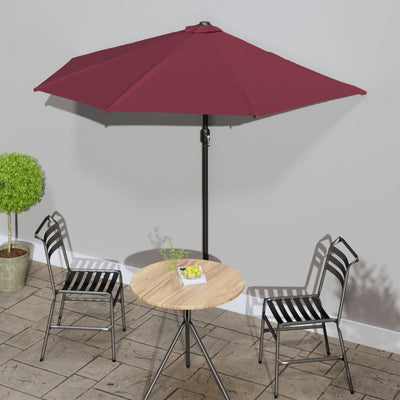 altanparasol med aluminiumsstang 270x144x222 cm halv bordeaux