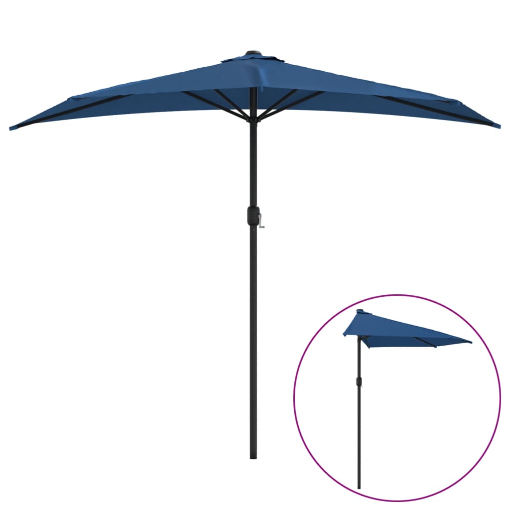 altanparasol med aluminiumsstang 270x144x222 cm halv blå