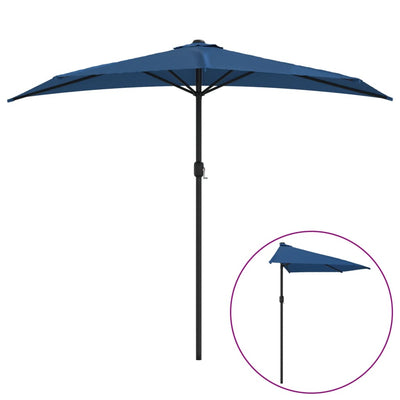 altanparasol med aluminiumsstang 270x144x222 cm halv blå