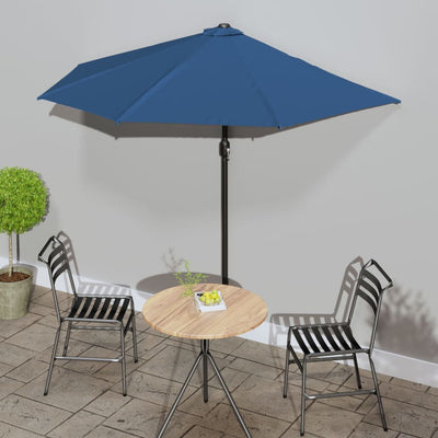 altanparasol med aluminiumsstang 270x144x222 cm halv blå