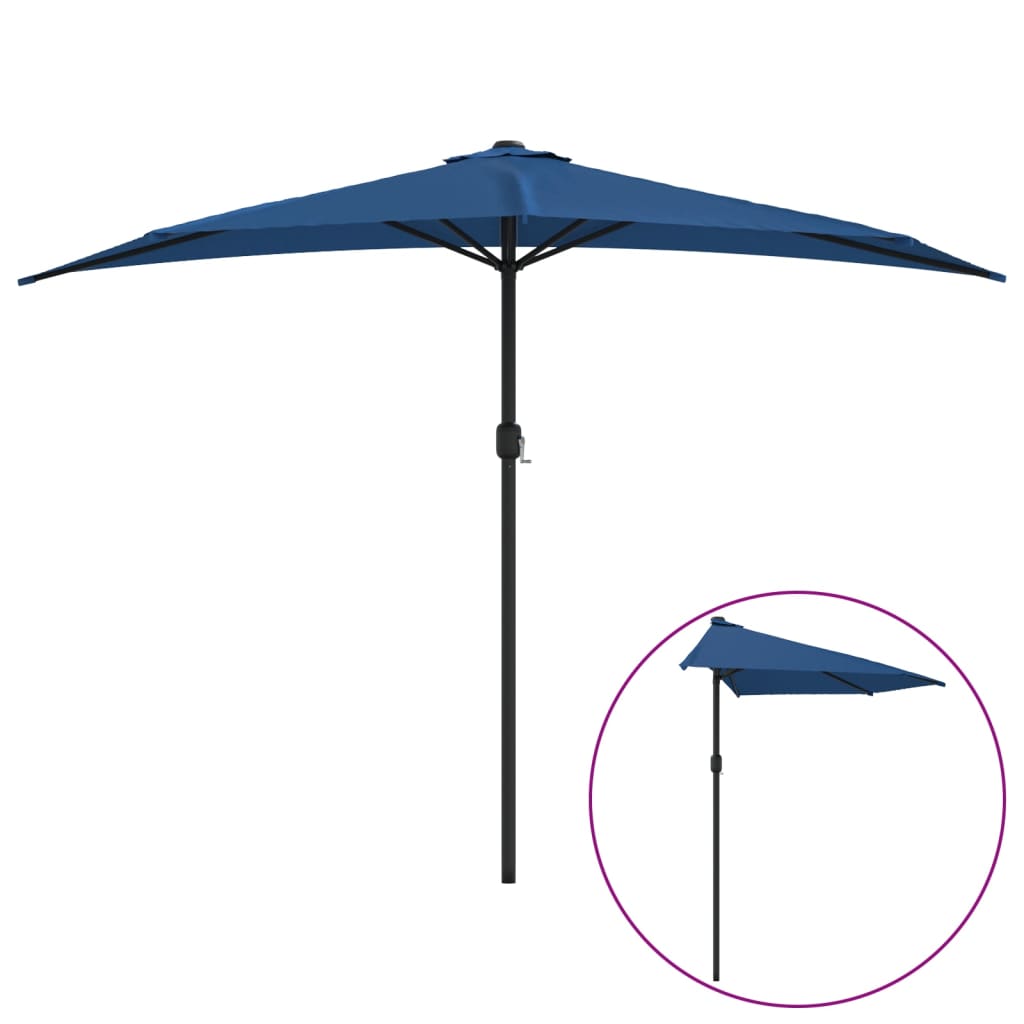 altanparasol med aluminiumsstang 300x155x223 cm halv blå