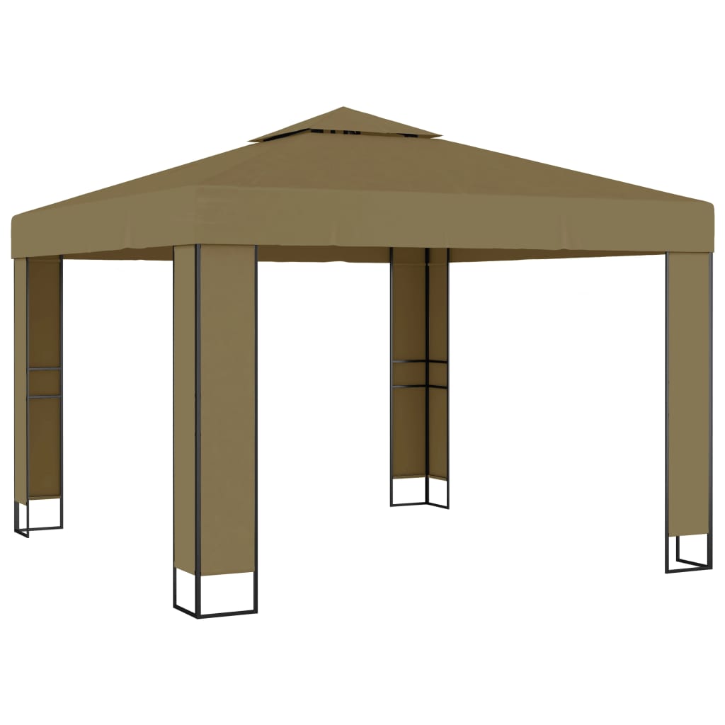 pavillon med dobbelttag 3x3x2,7 m 180 g/m² gråbrun