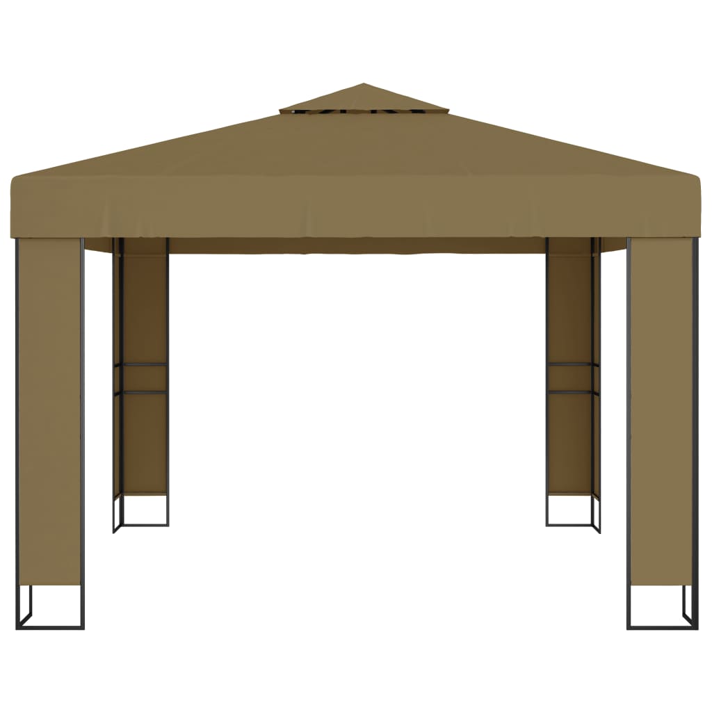 pavillon med dobbelttag 3x3x2,7 m 180 g/m² gråbrun