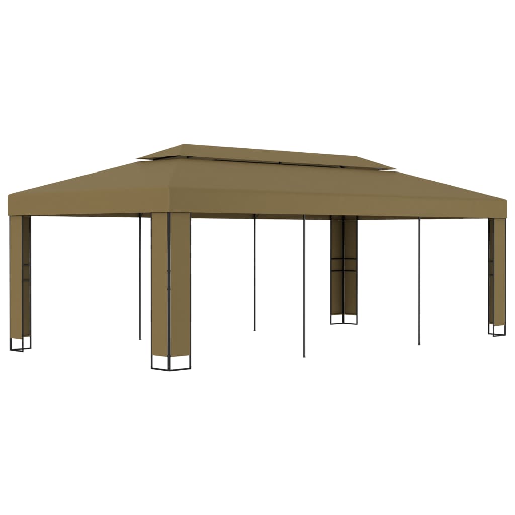 pavillon med dobbelttag 3x6 m 180 g/m² gråbrun