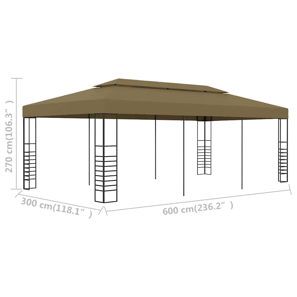pavillon 6x3x2,7 m 180 g/m² gråbrun
