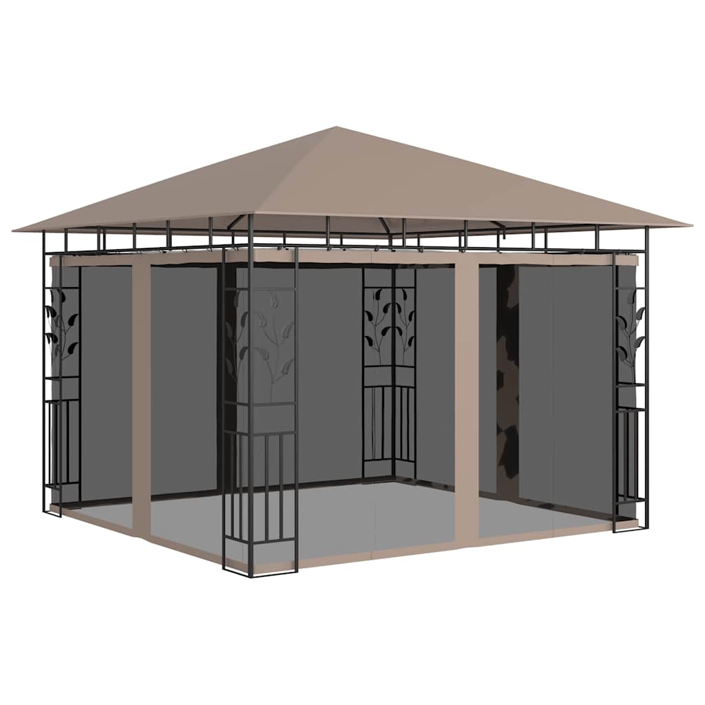 pavillon med myggenet 3x3x2,73 m 180 g/m² gråbrun