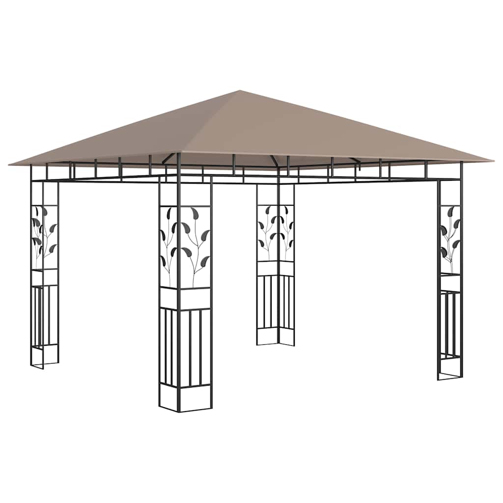 pavillon med myggenet 3x3x2,73 m 180 g/m² gråbrun