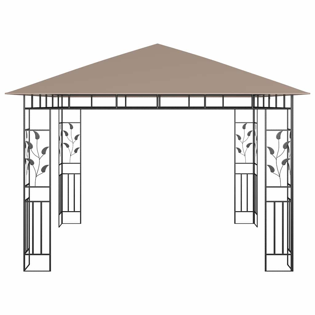 pavillon med myggenet 3x3x2,73 m 180 g/m² gråbrun