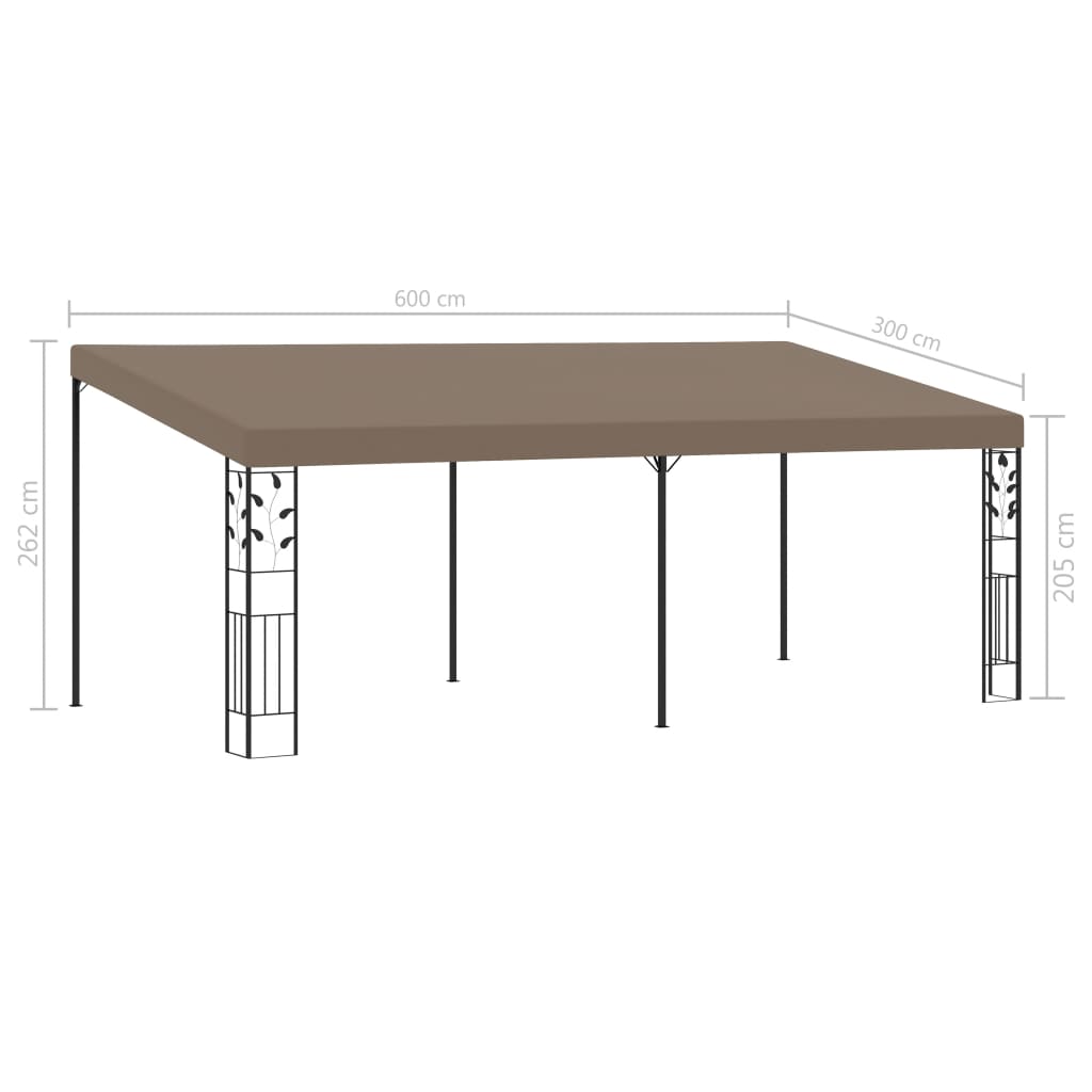 vægmonteret pavillon 6x3x2,5 m gråbrun