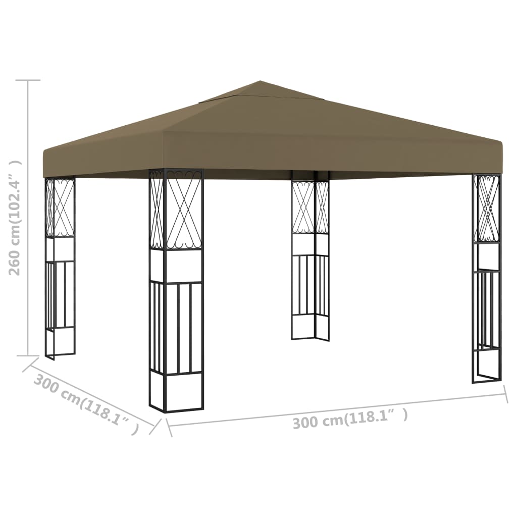 pavillon 3x3 m stof gråbrun