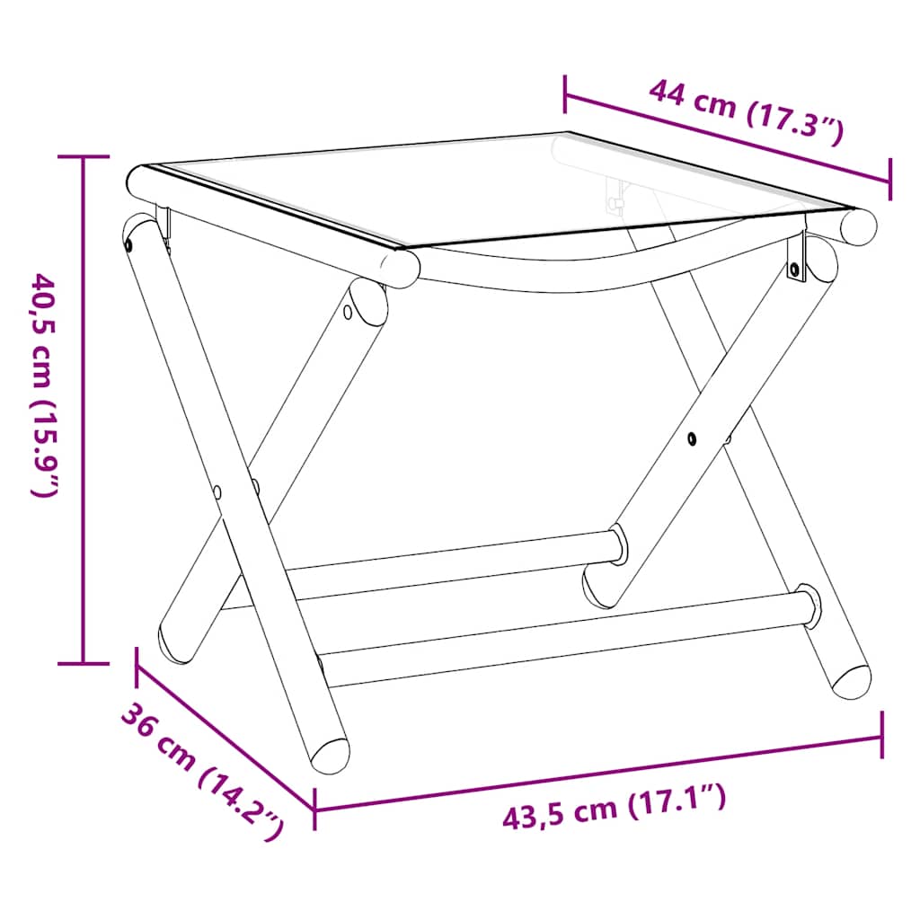 foldbar fodskammel textilene og aluminium sort og sølvfarvet