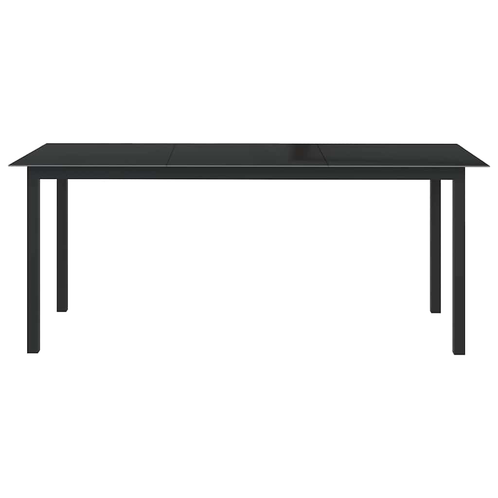 havebord 190x90x74 cm aluminium og glas sort