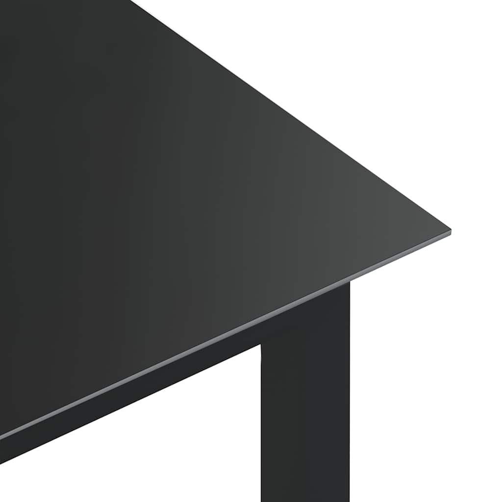 havebord 190x90x74 cm aluminium og glas sort
