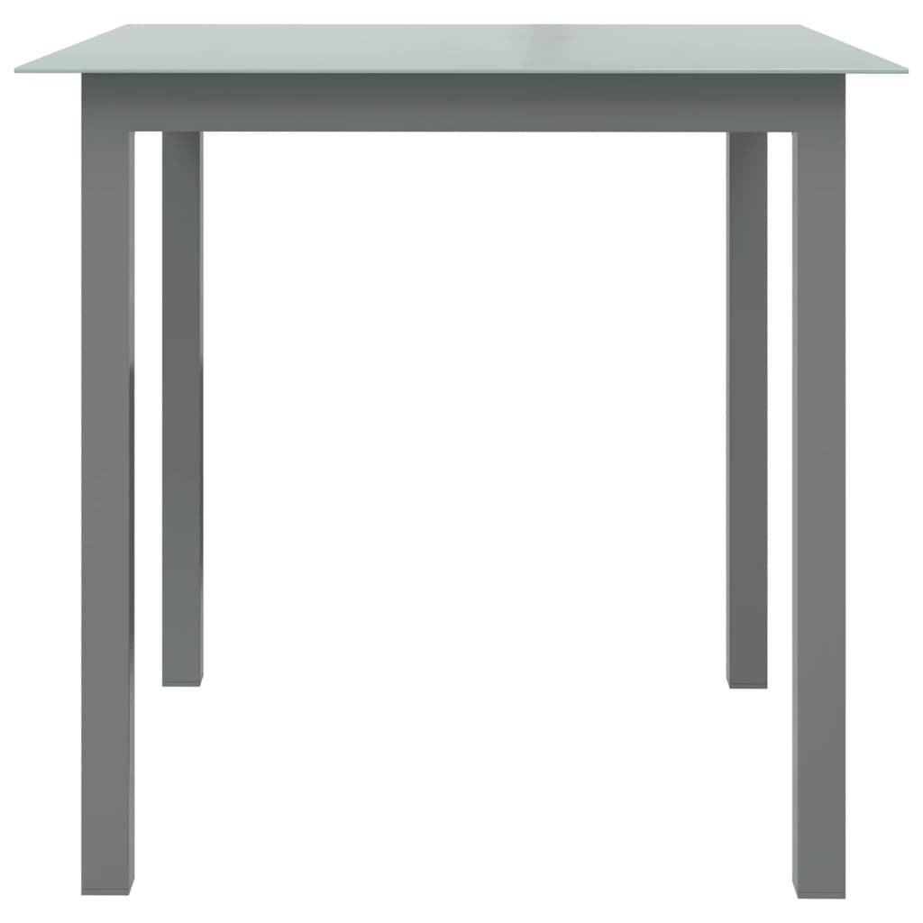 havebord 80x80x74 cm aluminium og glas lysegrå
