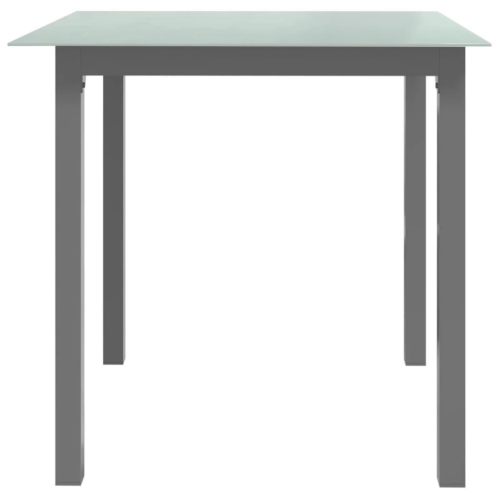 havebord 80x80x74 cm aluminium og glas lysegrå