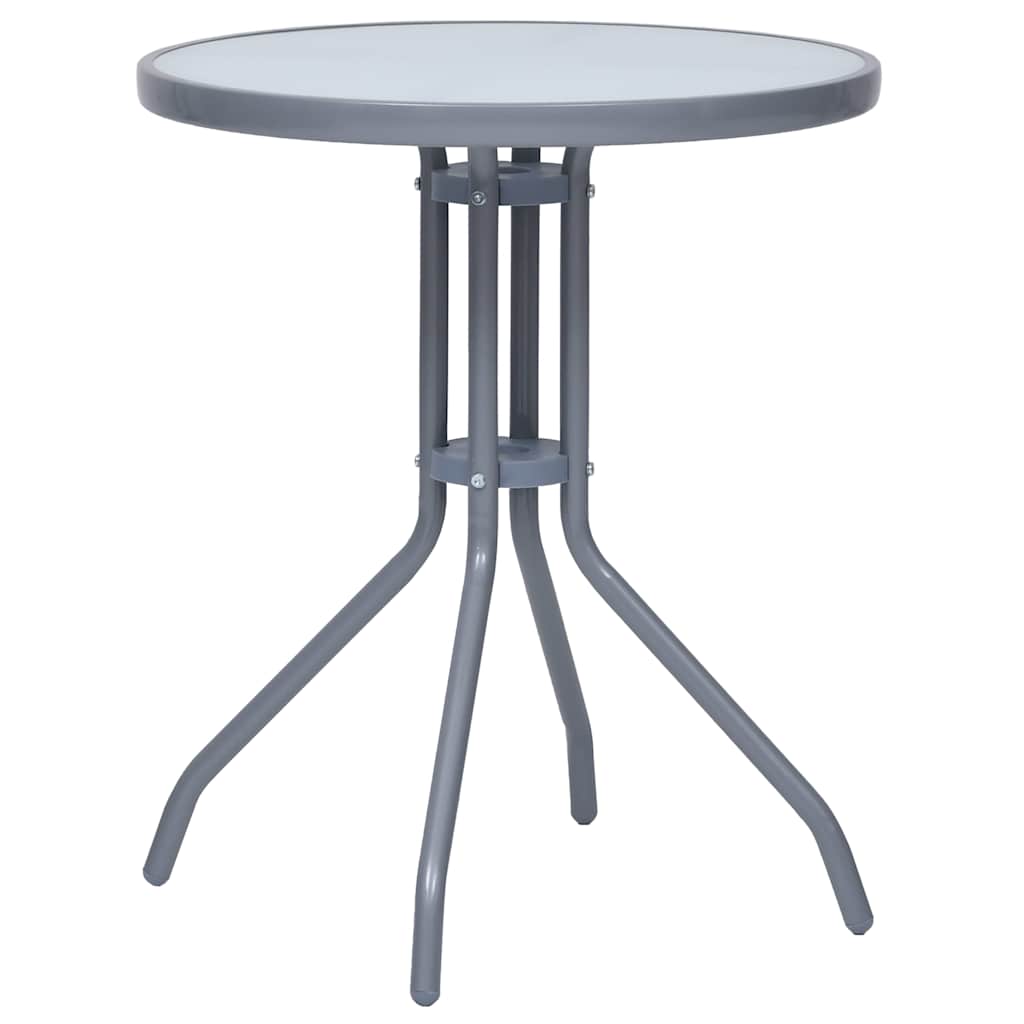 havebord 60 cm stål og glas lysegrå