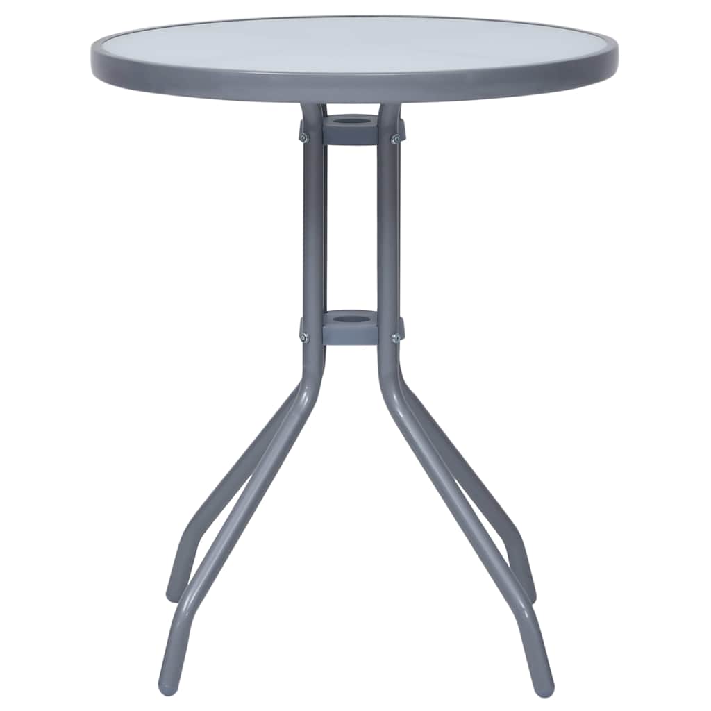 havebord 60 cm stål og glas lysegrå