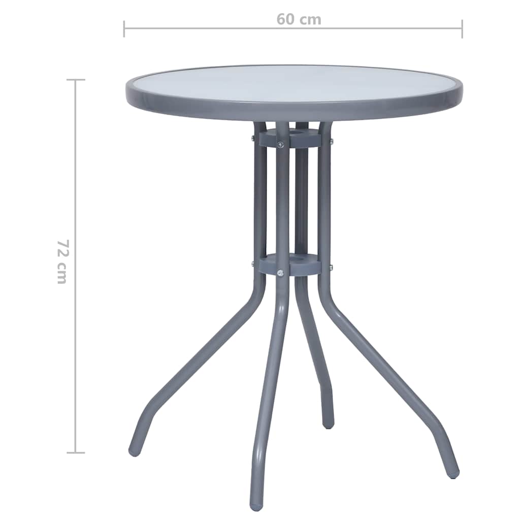 havebord 60 cm stål og glas lysegrå