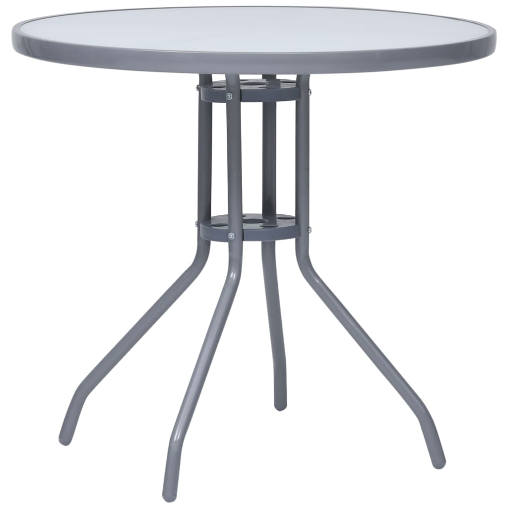 havebord 80 cm stål og glas lysegrå