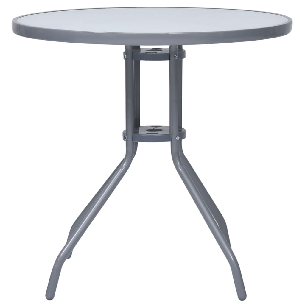 havebord 80 cm stål og glas lysegrå