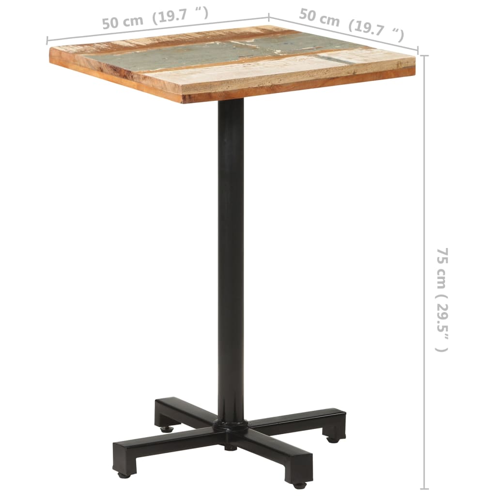 bistrobord 50x50x75 cm firkantet massivt genbrugstræ