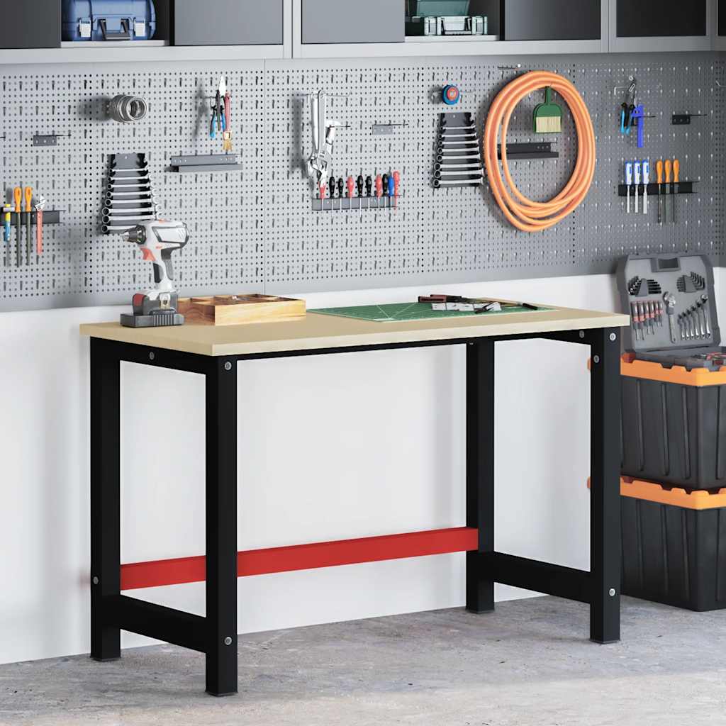 stel til arbejdsbænk 120x57x79 cm metal sort og rød