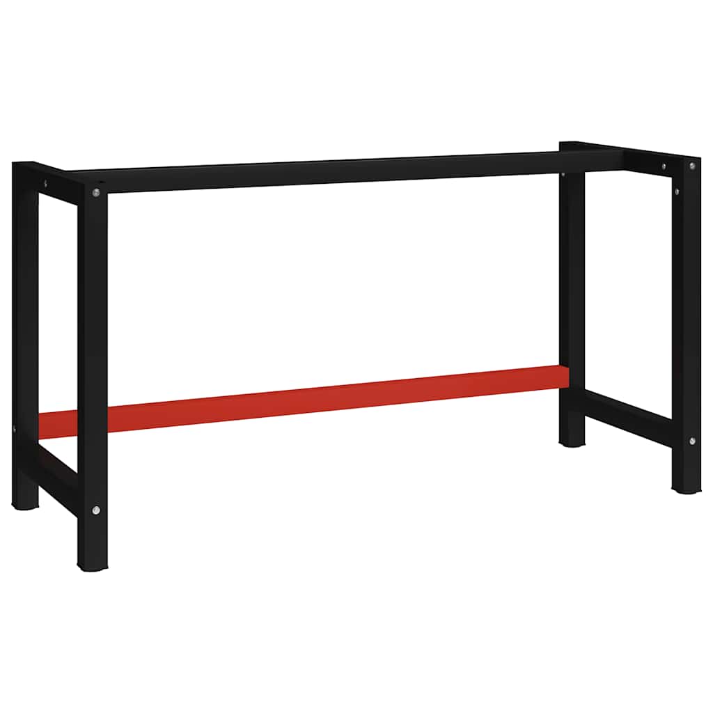 stel til arbejdsbænk 150x57x79 cm metal sort og rød